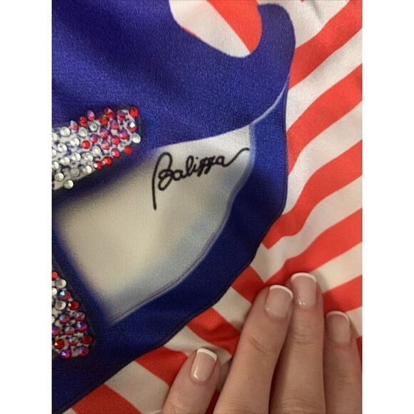 Balizza New Red White Blue Striped Starfish Halter Strapless Maxi Dress 38 Small - Picture 8 of 9